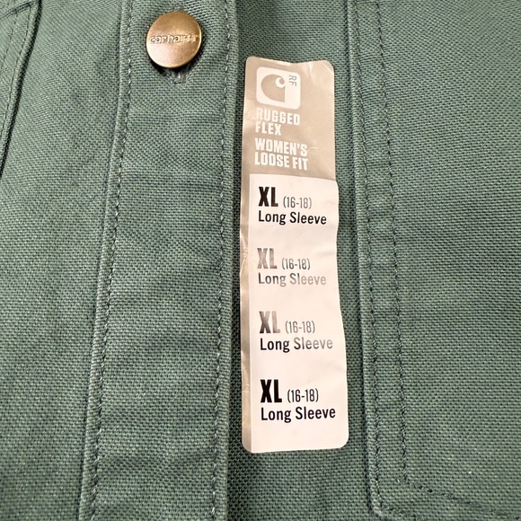 Carhartt Rugged Flex Women's Duck Canvas Overshirt Size XL NWT Green, OUtdoors - Picture 3 of 13